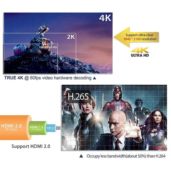 HK1 MINI Android 8.1 + 2GB RAM 16ROM H.265 4 k TV + 12 mois d'abonnement Premium IP TV