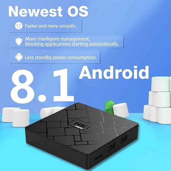 HK1 MINI Android 8.1 + 2GB RAM 16ROM H.265 4 k TV + 12 mois d'abonnement Premium IP TV